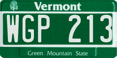 VT license plate WGP213