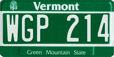 VT license plate WGP214