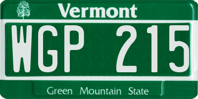 VT license plate WGP215