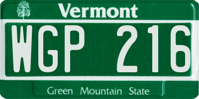 VT license plate WGP216