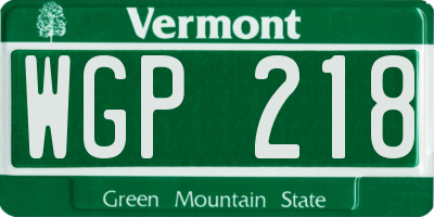 VT license plate WGP218