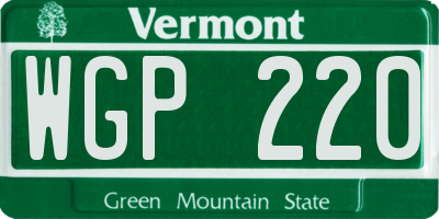 VT license plate WGP220