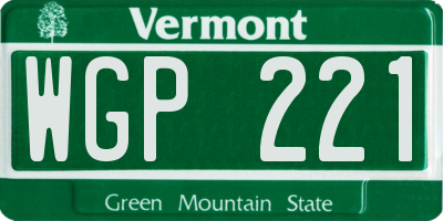 VT license plate WGP221