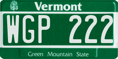 VT license plate WGP222