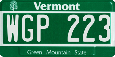 VT license plate WGP223