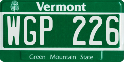 VT license plate WGP226