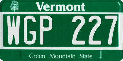 VT license plate WGP227