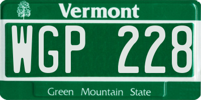 VT license plate WGP228