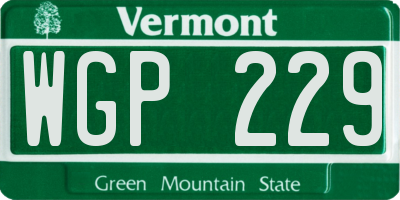 VT license plate WGP229