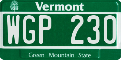 VT license plate WGP230