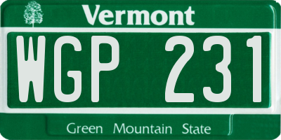 VT license plate WGP231