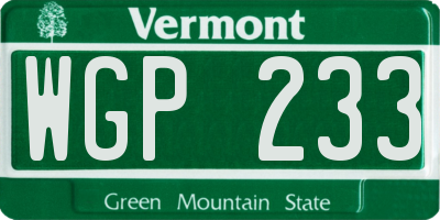 VT license plate WGP233