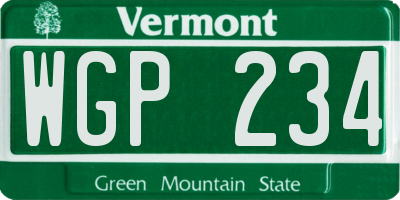 VT license plate WGP234