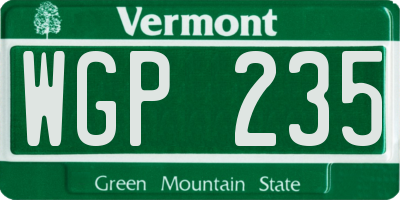 VT license plate WGP235