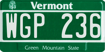 VT license plate WGP236