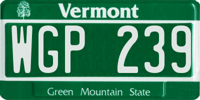 VT license plate WGP239