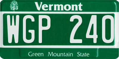 VT license plate WGP240