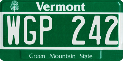 VT license plate WGP242