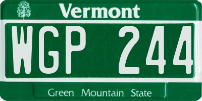 VT license plate WGP244