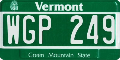 VT license plate WGP249