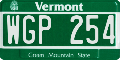 VT license plate WGP254