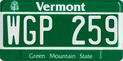 VT license plate WGP259