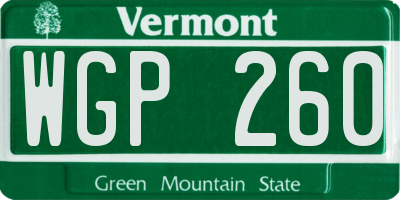 VT license plate WGP260
