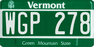 VT license plate WGP278