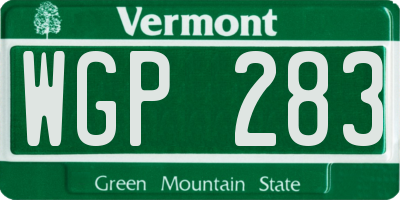 VT license plate WGP283