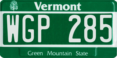 VT license plate WGP285