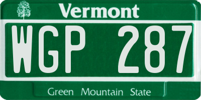 VT license plate WGP287