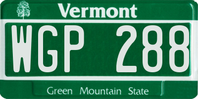 VT license plate WGP288