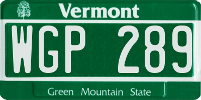 VT license plate WGP289