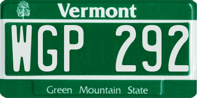 VT license plate WGP292
