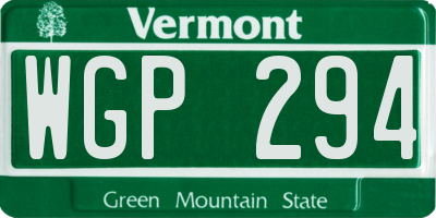 VT license plate WGP294