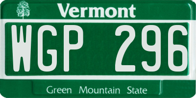 VT license plate WGP296