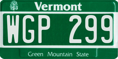 VT license plate WGP299