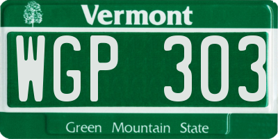 VT license plate WGP303