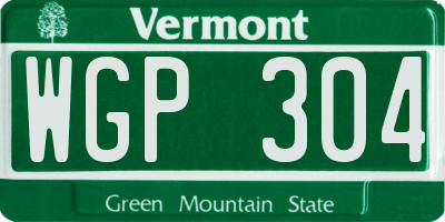 VT license plate WGP304