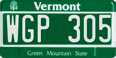 VT license plate WGP305