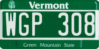 VT license plate WGP308