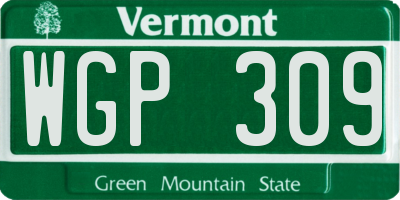 VT license plate WGP309