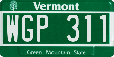 VT license plate WGP311