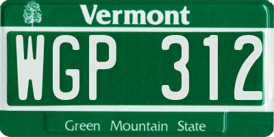 VT license plate WGP312
