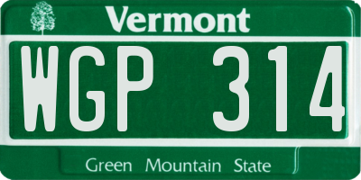 VT license plate WGP314
