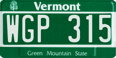 VT license plate WGP315