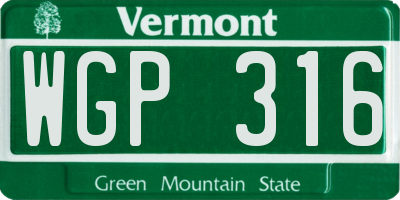 VT license plate WGP316