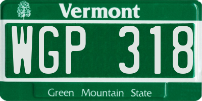 VT license plate WGP318