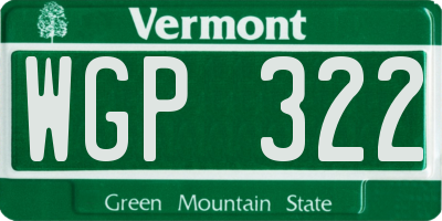 VT license plate WGP322
