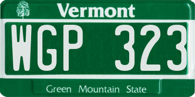 VT license plate WGP323